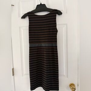Alice + Olivia Scoop Brown and Black Striped Midi Sheath Dress